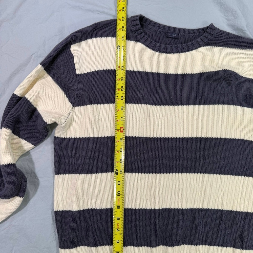 John‎ Galt Brandy Melville Navy Blue Cream Striped Cotton Oversized Sweater OS - Picture 5 of 7